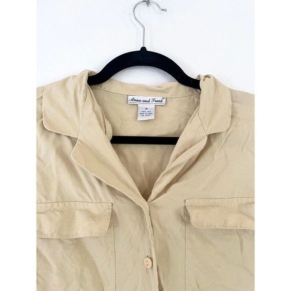 Anna and Frank Button Up Shirt, Womens, Silk, Yellow Cream - Picture 5 of 8